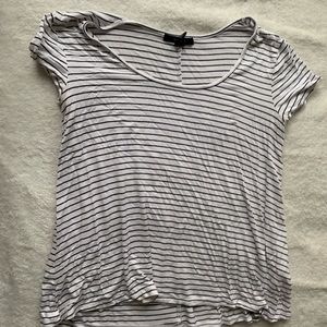 white and black striped t-shirt